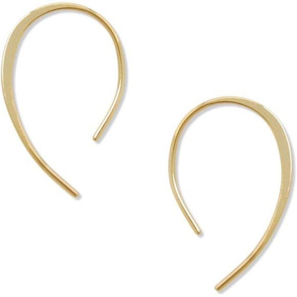 Women hypoallergenic 18k gold plated upside down hoop earrings for sensitive ear